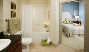Bathroom Bedroom at 2929 Wycliff Apartments in Uptown Dallas TX Lux Locators Dallas Apartment Locators