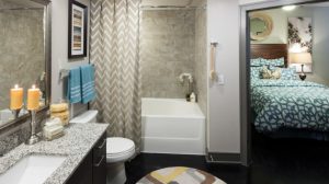Bathroom Bedroom at Avant Apartments in Uptown Dallas TX Lux Locators Dallas Apartment Locators