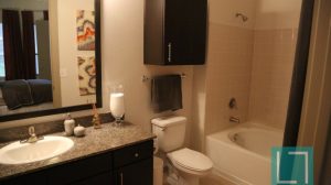 Bathroom Shower at 2660 Cityplace Apartments in Uptown Dallas TX Lux Locators Dallas Apartment Locators