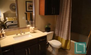 Bathroom Shower at Gables Uptown Trail Apartments in Dallas TX Lux Locators Dallas Apartment Locators