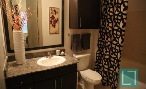 Bathroom at Gables Uptown Trail Apartments in Dallas TX Lux Locators Dallas Apartment Locators