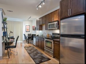 Kitchen Desk at The Monterey by Windsor Apartments in Uptown Dallas TX Lux Locators Dallas Apartment Locators
