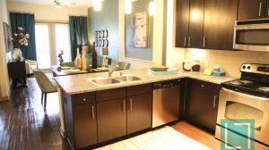 Kitchen Living Room at 2660 Cityplace Apartments in Uptown Dallas TX Lux Locators Dallas Apartment Locators