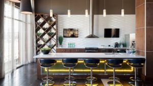 Living Room Kitchen at Avant Apartments in Uptown Dallas TX Lux Locators Dallas Apartment Locators