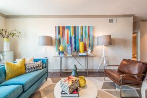 Living Room at The Mondrian Cityplace Apartments in Uptown Dallas TX Lux Locators Dallas Apartment Locators